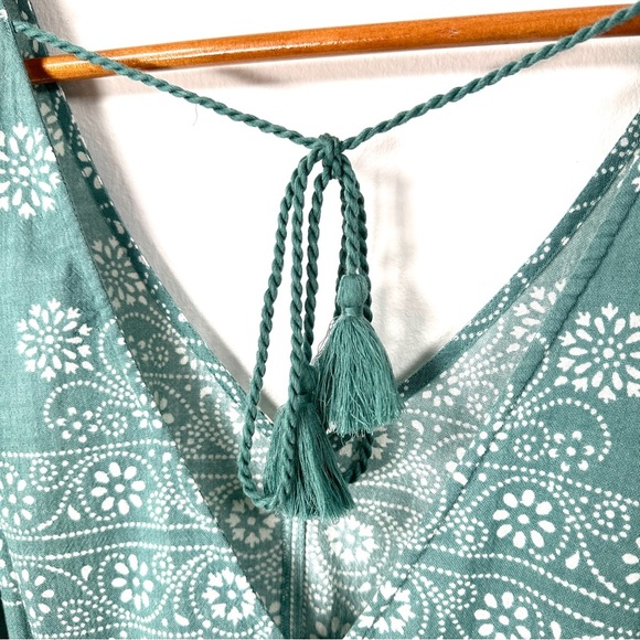 Madewell Beach Womens Medium Teal Floral V Neck Lightweight Breezy Romper NWT - Picture 4 of 15